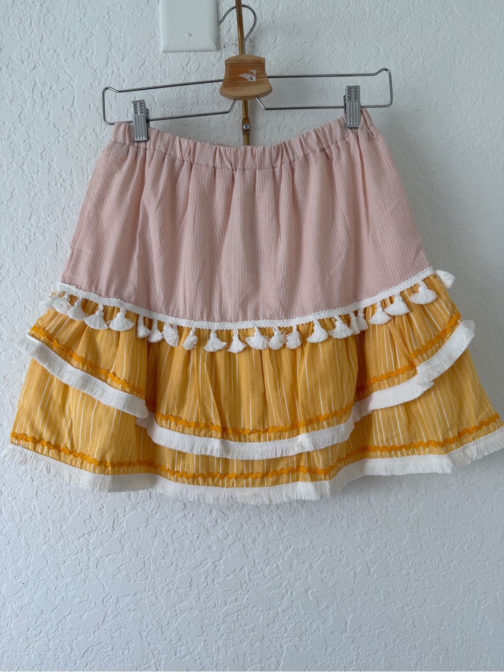 NWT English Factory/Anthropologie Pink/Yellow Tassel Mini Skirt- S- MSRP $75 - Picture 6 of 15